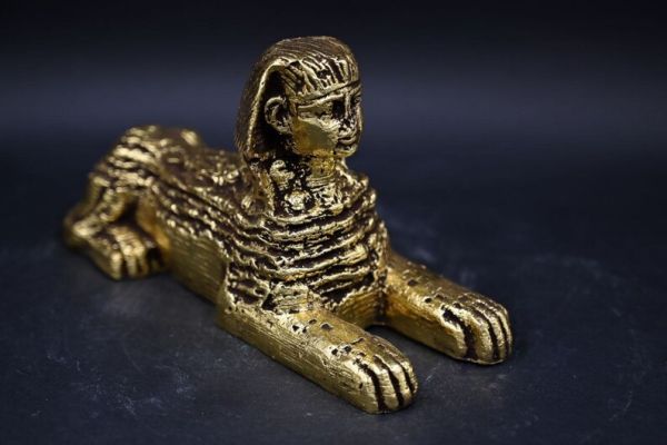 Unique Egyptian Sphinx large statue gold leaf heavy solid stone Made in egypt - Image 4