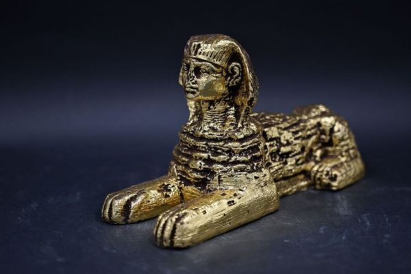 Unique Egyptian Sphinx large statue gold leaf heavy solid stone Made in egypt