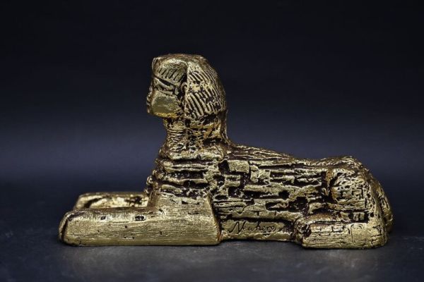 Unique Egyptian Sphinx large statue gold leaf heavy solid stone Made in egypt - Image 2