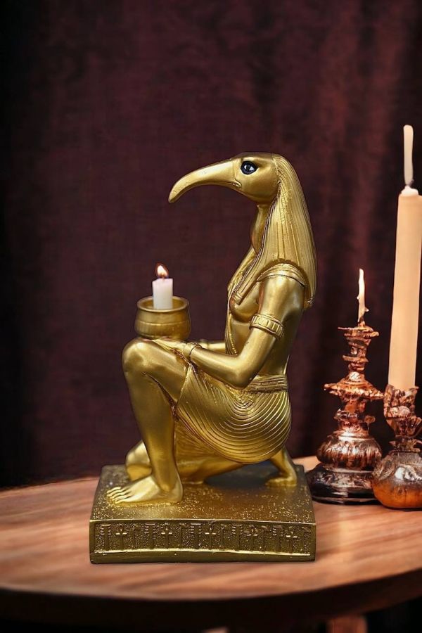 Ancient Egyptian Ibis God of Wisdom Thoth, God Thoth candle holder statue made in egypt - Image 2