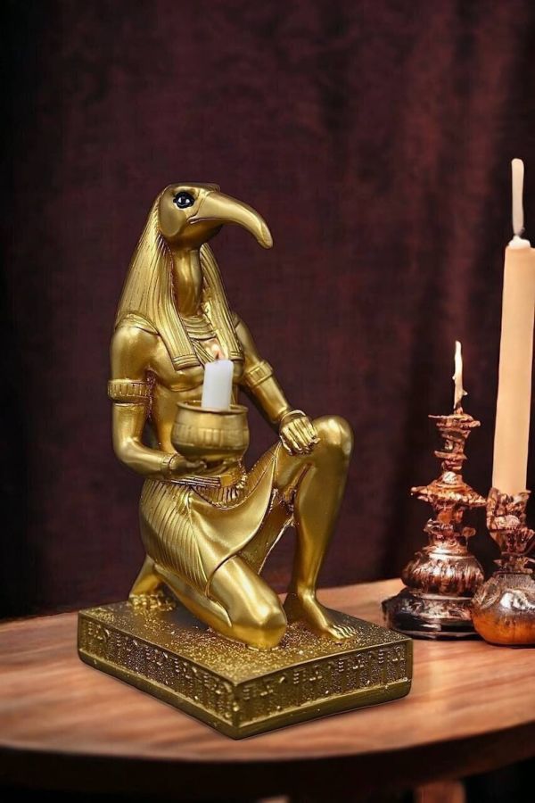 Ancient Egyptian Ibis God of Wisdom Thoth, God Thoth candle holder statue made in egypt