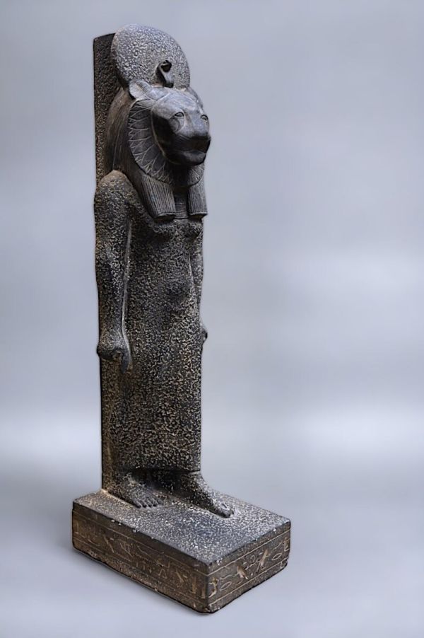 vintage Egyptian art goddess sekhmet statue hand carved basalt stone made in egypt - Image 4