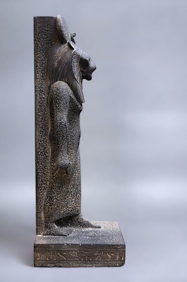 vintage Egyptian art goddess sekhmet statue hand carved basalt stone made in egypt - Image 5