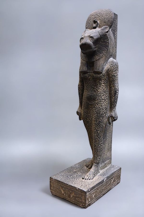 vintage Egyptian art goddess sekhmet statue hand carved basalt stone made in egypt - Image 6