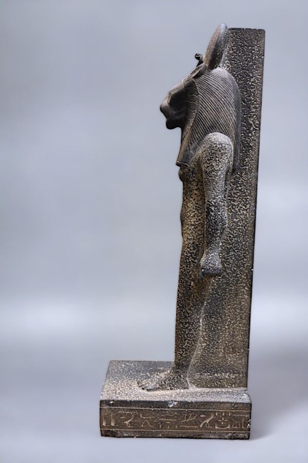 vintage Egyptian art goddess sekhmet statue hand carved basalt stone made in egypt - Image 7