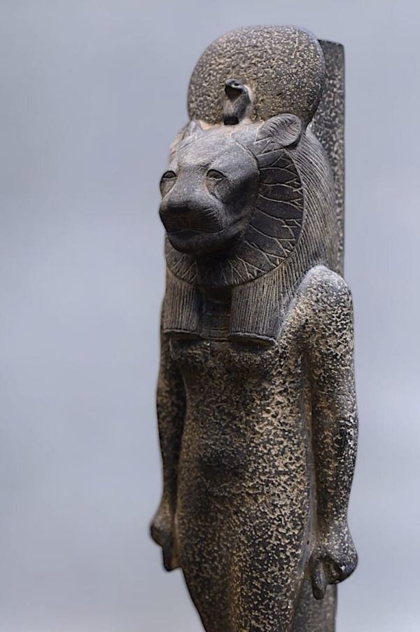 vintage Egyptian art goddess sekhmet statue hand carved basalt stone made in egypt