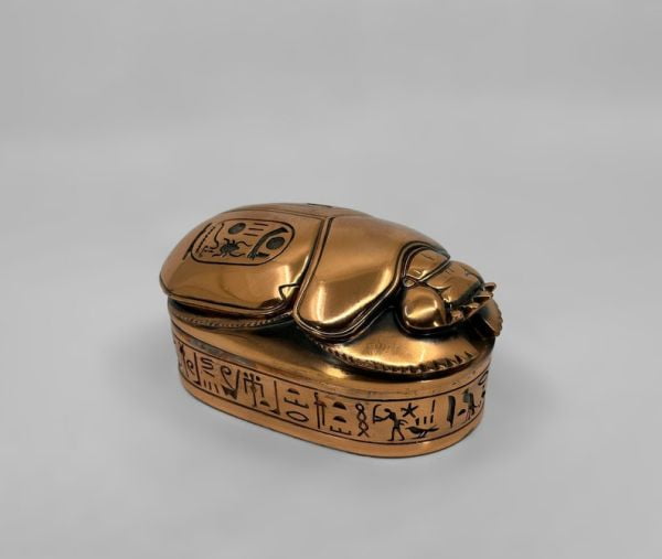 Metal Scarab Jewelry Box - Medium Size Copper Egyptian Jewelry Box of a Scarab - Handmade In Egypt