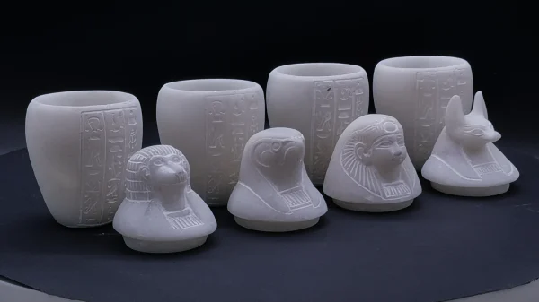 Unique Egyptian art Set of 4 canopic jars sons of Horus heavy stone made in Egypt - Image 3