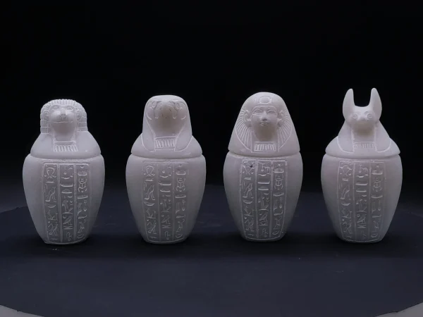 Unique Egyptian art Set of 4 canopic jars sons of Horus heavy stone made in Egypt - Image 4