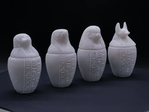 Unique Egyptian art Set of 4 canopic jars sons of Horus heavy stone made in Egypt - Image 5