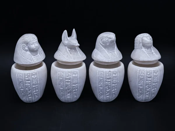 Unique Egyptian art Set of 4 canopic jars sons of Horus heavy stone made in Egypt - Image 6