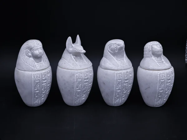 Unique Egyptian art Set of 4 canopic jars sons of Horus heavy stone made in Egypt - Image 7