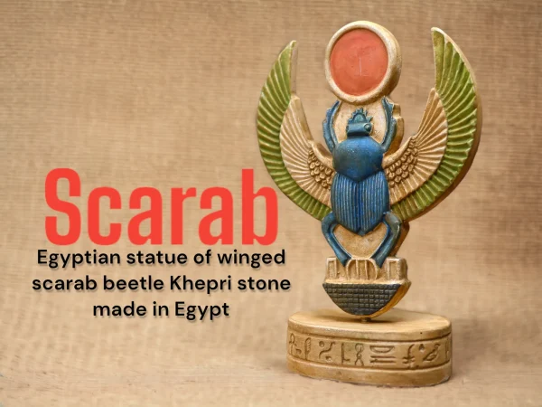 Egyptian statue of Winged SCARAB BEETLE Khepri stone made in Egypt